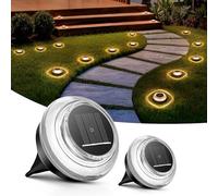 2 Pezzi Luci Solari da Giardino, IP65 Impermeabili Faretti Sepolta Solari a Led da Esterno, Lampade Faretto Solare con effetti ombra, luci giardino solari per Prato Vialetto Strade,Bianca Calda