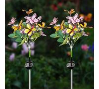 2 Pezzi Luci Solari Esterno, Lampade Solari Da Giardino, Luci Solari Da Giardino Per Esterni, Luci Solari Fiore Farfalla Led, Lampade Solari Per Esterni Da Giardino Sentieri Decorazioni Da Giardino