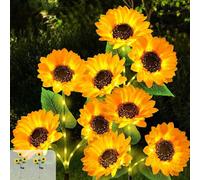 2 Pezzi Luci Solari Girasole Esterno Impermeabile Luci a Forma di Girasole, Lucis Solari Fiori Artificiali con 2 Modi per Giardino Cortile Vialetto Aiuola Natale Decorazione