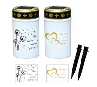 2 Pezzi Lumino Cimitero Candela, Solari a LED per Tomba con punta a terra | Candele Funerarie a LED a Energia Solare per Cimitero, Impermeabile Lanterna per Tomba