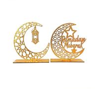 2 pezzi luna ramadan decorazione da tavolo, in legno di ramadan, luna, decorazione per Eid Mubarak, decorazione Ramazan fai da te, set di decorazioni musulmane Bayram, decorazione da tavolo con luna