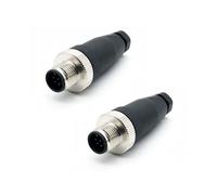 2 Pezzi M12 8 Poli Maschio Connettore, Connettore Circolare a 8 Pin Montaggio sul Campo IP67 Impermeabile A Codificati Diritto Vite Giunto Non Schermato per l'automazione Industriale 60V 4A