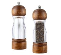 2 Pezzi Macinapepe, Macina Sale e Pepe - Macinapepe Manuale in Legno, Macina Pepe Legno Massiccio, Macina Pepe Sale, Grinder Regolabile in Ceramica, per Macinare Spezie, Cumino, Sesamo, 15,2 cm
