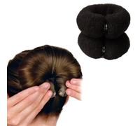 2 pezzi Magic Chignon Maker Hair Styling Styler Hair Donut Ring Styler Hair Chignon Maker Twist Ring Former Shaper Sponge Donut Donut Chignon Shaper Hair Bigodino (nero)