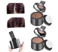 2 pezzi Magic Root Cover Up Polvere per ritocco della radice Polvere per l'attaccatura dei capelli per le donne Marrone scuro ＆ Marrone chiaro Correttore per la perdita dei capelli Polvere resistente