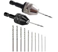 2 Pezzi Mandrino Trapano 10 Pezzi Trapano (0,8-3,0 mm) Affila Punte Trapanoes Mini Trapanos Kit Utensili a Batteria Mandrino per Trapanos Senza Chiave per Legno Plastica Gioielli Modellismo