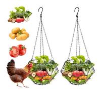 2 pezzi Mangiatoia automatica per pollo, polli e verdure, accessori per giocattoli con 4 catene da appendere, accessori per cibo per pollo, anatra