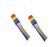 2 Pezzi Manica Vento Arcobaleno Decorativa per Giardino e Cancello | Poliestere Leggero, Fluttua la Brezza, Ornamento per Esterni, Adatto a Cortile e Ingresso