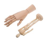 2 Pezzi Manichino Artistico in Legno per Disegno, Studenti e Animatori | Modello Mano Destra Incluso, Proporzioni Accurate, Superficie Liscia Beige, per Studio Gesto e Stop Motion