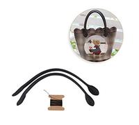 2 pezzi Manici per borse in pelle, manico con cinturini in vera pelle con cinturini in vera pelle con fori con estremità a forma di orecchio il portafoglio della borsa della borsa di cuoio(Nero)