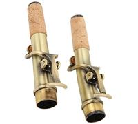 2 Pezzi Manico per Sassofono in Ottone Manico per Sassofono Soprano in Legno di Sughero Dritto Set per Soprano (Antico blu verdastro)