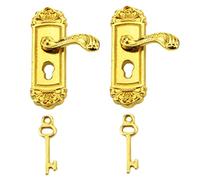2 pezzi maniglia della porta in miniatura con mini tasto 1:12 bambola knocker manopole per porte in miniatura in metallo per accessori per case bambole Mini Accessori per mobili Golden