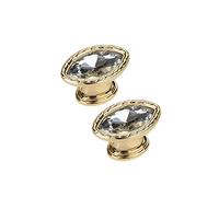 2 Pezzi Maniglia per armadi in cristallo, maniglia per porta, Pomelli con strass di cristallo, per Guardaroba Comò Cassetto Decorazione con Viti Accessori (singth hole,Golden White)