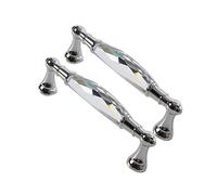 2 Pezzi Maniglia per armadi in cristallo, maniglia per porta, Pomelli con strass di cristallo, per Guardaroba Comò Cassetto Decorazione con Viti Accessori (128mm/5in,Silver white)