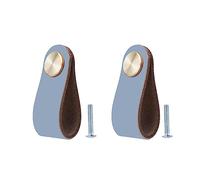 2 Pezzi Maniglie in Pelle per Mobili - Pomelli Cuoio per Cassettiera, Armadio e Cassetti - Tiretti e Manopole