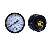 2 Pezzi Manometro per Aria, 0-16bar, Quadrante 40mm, Filettatura PT1/8, Montaggio Centrale Posteriore, Custodia in Acciaio Inox per Sistemi Pneumatici di Compressore