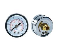 2 Pezzi Manometro per Aria, 0-1MPa, Quadrante 40mm, Filettatura PT1/8, Montaggio Centrale Posteriore, Custodia in Acciaio Inox per Sistemi Pneumatici di Compressore (Bianco)