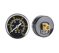 2 Pezzi Manometro per Aria, 0-1MPa, Quadrante 40mm, Filettatura PT1/8, Montaggio Centrale Posteriore, Custodia in Acciaio Inox per Sistemi Pneumatici di Compressore (Nero)