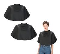 2 Pezzi Mantella Corta per Taglio Capelli, Mantella da Parrucchiere Professionale, Scialle per Barbiere Impermeabile, Mantelle per Shampoo Trucco, Mantella per Tinta dei Capelli in Nylon (Nero)