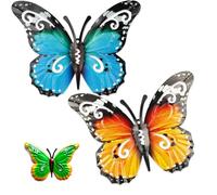 2 Pezzi mariposa grande de metal, farfalle decorative, farfalle decorative da parete, con 1 pieza mariposa pequeña de metal, per esterni, giardino, capannone, recinzioni, cortili