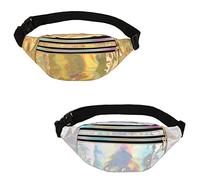 2 Pezzi Marsupio da Donna,Marsupio con Cerniera,per Festival Sport,Outdoor,Corsa, Escursionismo Marsupio da Viaggio(oro e argento).
