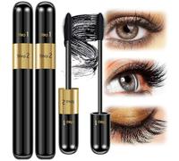 2 Pezzi Mascara Cosmetici, Mascara Impermeabile,Volume & Lengthen 4D Mascara nero 2 in 1 Allungare, Curvare, Volumizzare e Anti-sbavature