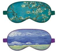 2 Pezzi Mascherina per Dormire, Confezione Maschera per Dormire Seta, Maschere per Occhi in Pura Seta 100%, Mascherina Notte per i Regali Yoga da Viaggio (Fiori verdi e dopo il temporale)