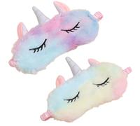 2 Pezzi Mascherina per Dormire in Peluche, Unicorno Maschera Occhi per Dormire Antiluce per Donna, Benda Occhio Traspirante Maschera di Sonno Copertura degli Occhi per Bambina