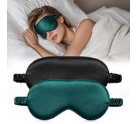 2 Pezzi Mascherina per Dormire in Seta Morbida e Traspirante, Maschera Occhi Leggera per Blocco Totale della Luce, Ideale per Viaggi e Pisolini
