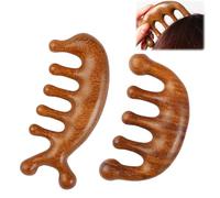 2 Pezzi Massaggiatore Cuoio Capelluto, Pettine a Denti Larghi Non Statico, Scalp Massager in Legno di Naturale, Stimolator Massaggio per Massaggio alla Testa, Cuoio Capelluto, Viso, Collo, Spalle