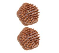 2 Pezzi Massaggiatore per Cuoio Capelluto in Legno a Anello | Spazzola Rotonda, Uso Domestico e Lavaggio Chioma, Design Naturale Elegante, Pettine Massaggiante per Routine Quotidiana