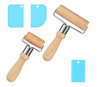 2 Pezzi Mattarello in Legno Rullo per Pasta Piccolo e Medio Antiaderente con Manico Mattarello T-Tipo con Raschietti per Impasti Fatti a Mano, Dolci, Pizza