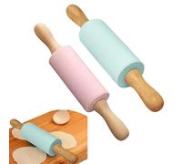 2 Pezzi Mattarello Silicone, Mattarello in Silicone Antiaderente, Mattarello Cucina, Applica a per Pasticceria Tortilla Pizza Biscotti e Altro(Verde+rosa)