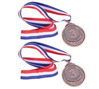 2 Pezzi Medaglia Premio in Lega di Zinco con Nastro, Spighe e Numero | Riconoscimento per Partecipanti e Vincitori, per Giochi di Compleanno e Scuola, Identificazione Terzo Posto