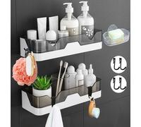 2 Pezzi Mensole Bagno,Mensola per Il Bagno Senza Foratura,Adesiva Rack Bagno a M