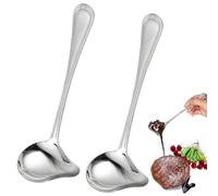 2 Pezzi Mestolo per Salsa Mestoli Cucina Acciaio Inox, 20,5cm Cucchiaio Da Zuppa Di Olio Grasso Separatore, Cucchiaio Sugo Manico Lungo, Cucchiaio Sgocciolare, Mestoli Set per Zuppa,Salsa,Condimento