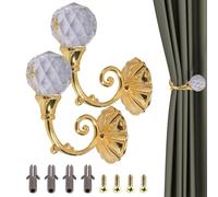 2 Pezzi Metal Holdback Cristallo Tenda Fermatenda a Forma di U Metallo Supporto Tenda Holdbacks Cristallo Crystal Ball Tenda Holdbacks Ganci per la Decorazione Domestica