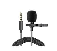 2 pezzi Microfono per PC Jack audio da 3,5 mm con clip e antivento in pelliccia, 2 m Mini microfono a condensatore Lavalier per interviste per Skype,