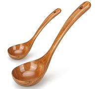 2 pezzi Miglior mestolo di legno cucchiaio profondo grande cucchiaio di legno per la cottura zuppa mestolo utensili da cucina cucchiaio mestolo da cucina per servire cucchiaio