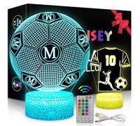 2 Pezzi Milano Calcio Luce Notturna Bambini, Regalo de Calcio per Bambini 2 3 4 5 6 -12 anni, Calcio Lampade 3D Illusione Lamp con 16 Cambi di Colore, Regali di Natale Compleanno per Ragazza, Ragazzo