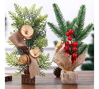 2 Pezzi Mini Albero di Natale Innevato, Pino Artificiale per Decorazione Tavolo di Festa Natalizia
