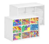 2 Pezzi Mini Cassettiera Portaoggetti, Contenitore Portaoggetti con 9 Cassetti Porta Organizer Cassettini da Scrivania Porta Minuteria Plastica per Riporre Gioielli, spille, Piccole Parti (Bianco)