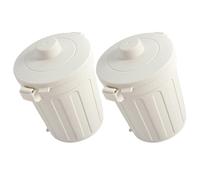 2 Pezzi Mini Cestino da Scrivania Coperchio, Plastico Beige | Carta e Piccoli Oggetti, Design a Conchiglia, Adatto a Studio e Ufficio, Portatile e Ordinato