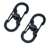 2 Pezzi Mini Durable In Acciaio Inox a Doppio Moschettone Ganci Unisex Evita che Chiavi e Altri Piccoli Accessori Cadano 35 mm di Lunghezza x 15 mm di Larghezza x 1,5 mm di Spessore (Nero)