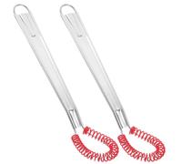 2 Pezzi Mini Frusta Manuale in Acciaio Inox Punta in Silicone Rossa | Molla a Spirale, Impugnatura Ergonomica, Miscelazione Accurata, per Salse e Cucina da Campeggio