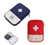 2 Pezzi Mini Kit di Pronto Soccorso,Mini Borsa Di Pronto Soccorso Portatile,Borsa Porta Medicine Da Viaggio per Campeggio All'aperto Escursionismo,Rosso Blu