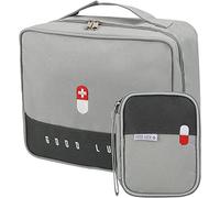 2 pezzi Mini Kit di Pronto Soccorso Portatile, Kit di Primo Soccorso Vuota Pacchetto di Medicina per Casa in nylon per le emergenze a casa, in ufficio, in escursionismo (Grigio)