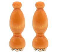 2 pezzi Mini massaggiatore viso in legno di sandalo con rulli in ottone, rullo di ghiaccio per strumento Guasha in rame per il viso, strumento massaggiatore per occhi formato da viaggio 5 perle di