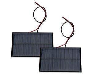 2 Pezzi Mini Pannello Solare 5V 250mA, Caricabatterie Solare da Esterno con Cavo da 30 cm, per Luci Giardino e Progetti DIY