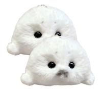 2 pezzi mini peluche foca, simpatico ciondolo soffice e soffice con catena per borsa zaino, peluche foca